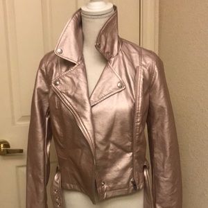 Cute Rose Gold Pleather jacket